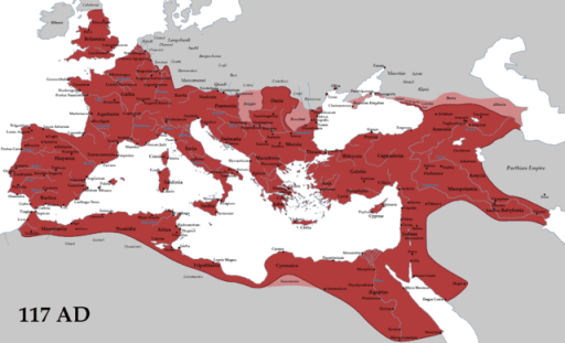 Map of the Roman Empire at its greatest extent