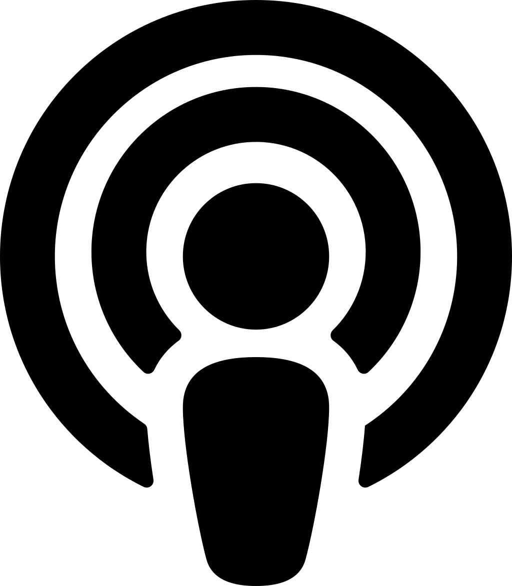 A black and white podcast icon