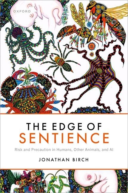 Cover of the book "The Edge Of Sentience" showing a wide variety of animals.