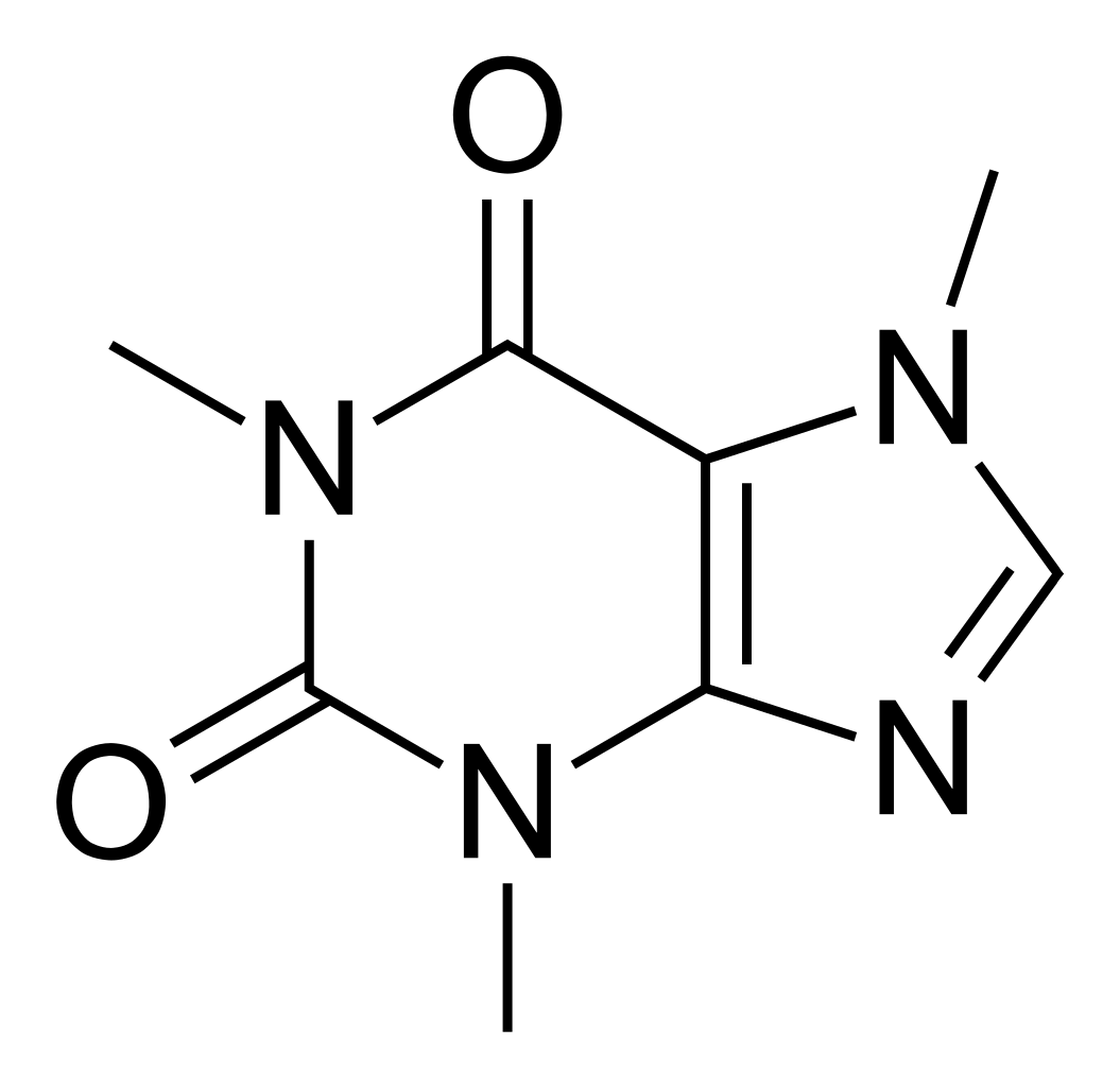 Molecular structure of caffeine.