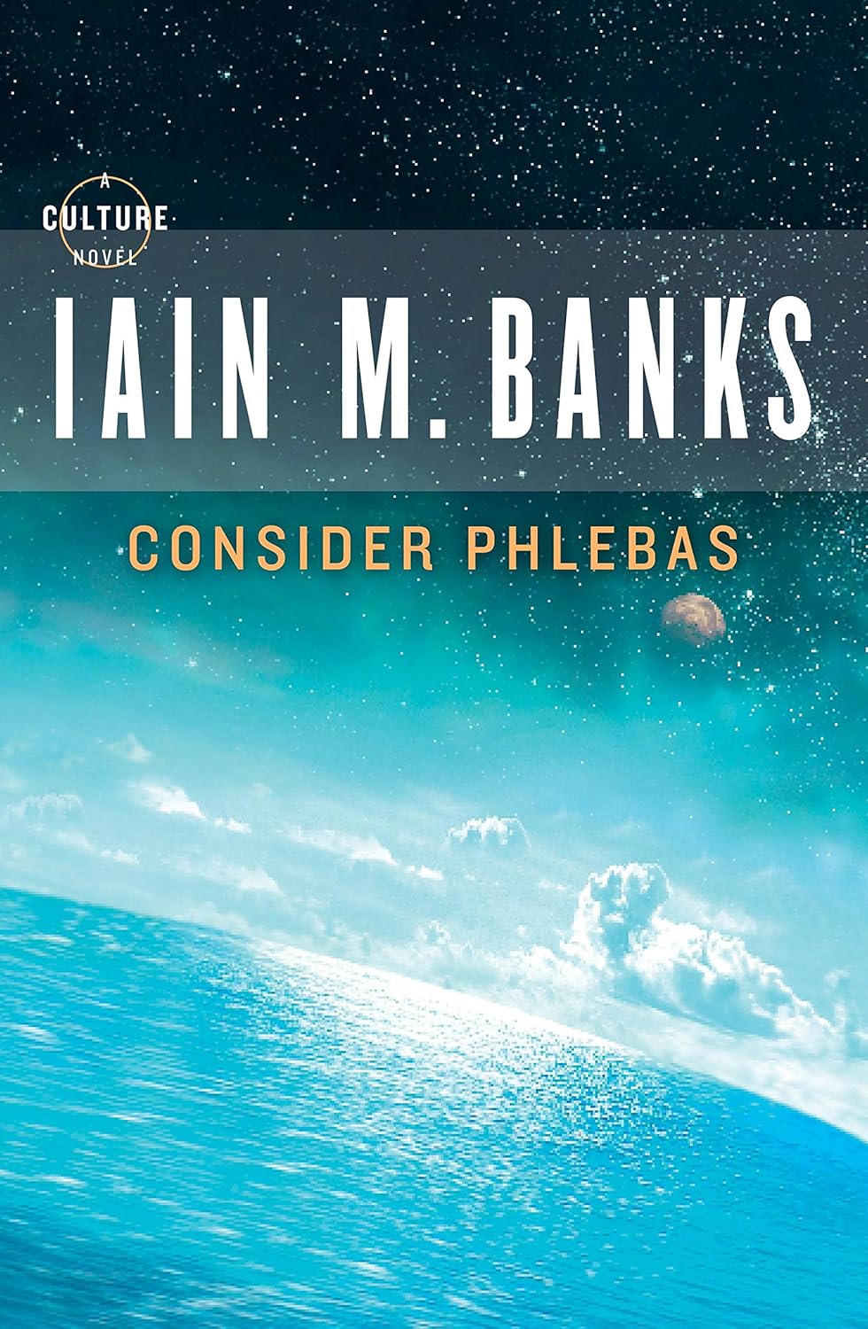 Cover of Consider Phlebas showing an artificial ocean under a starry background.