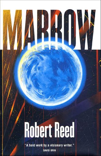 Cover of Marrow, showing a blue planet.